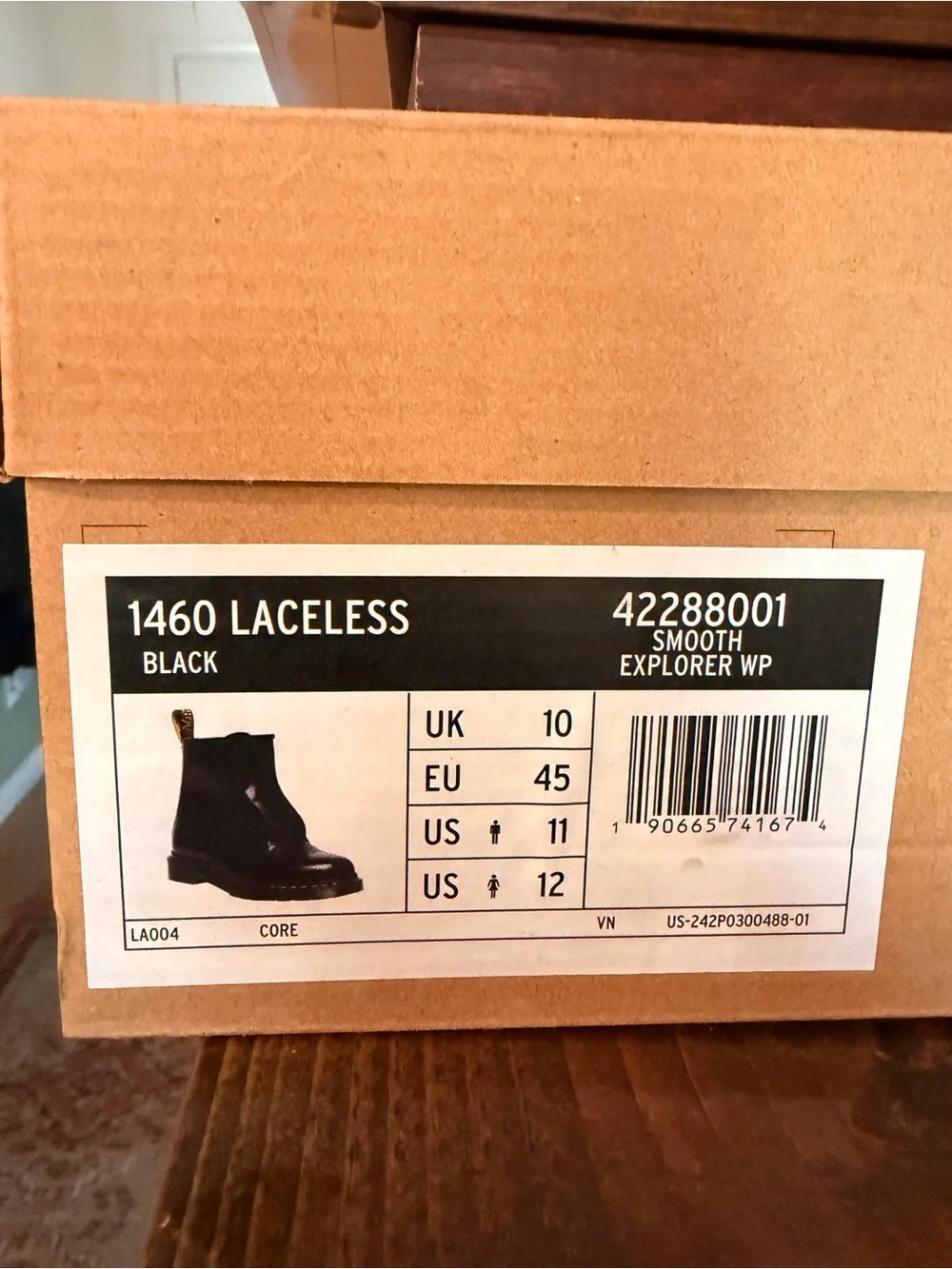 Dr. Martens 1460 Laceless Black Leather Boot with Yellow Stitching